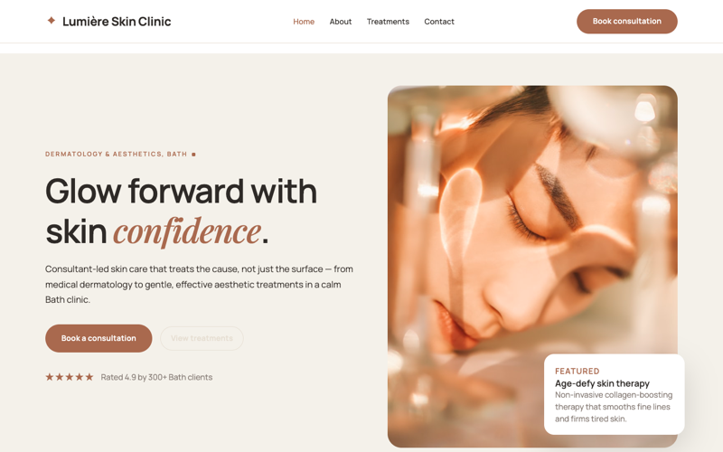 Beauty — Skintiva Clinic template preview