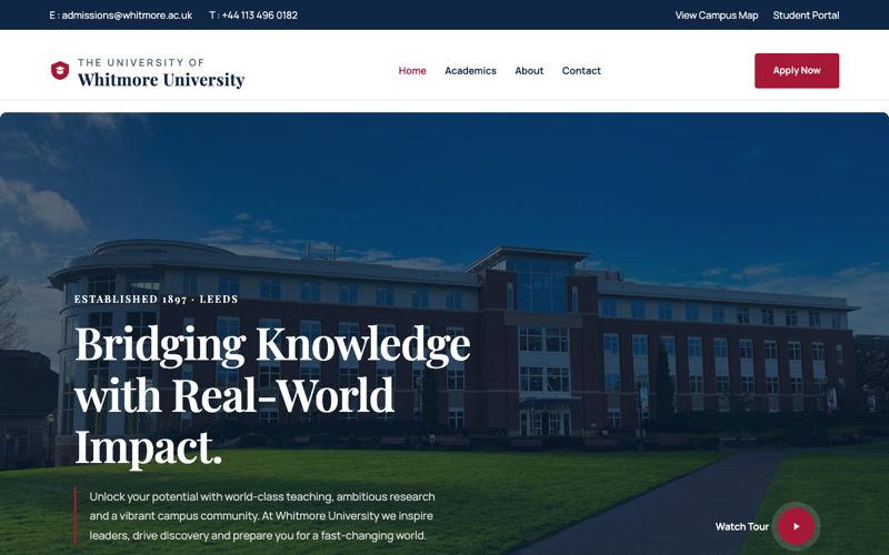 Education — Uneza University template preview