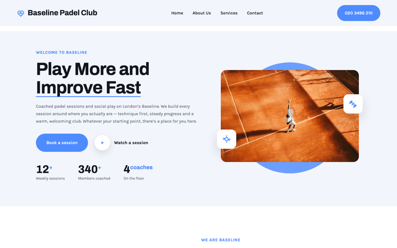 Padel & Racket Club template preview