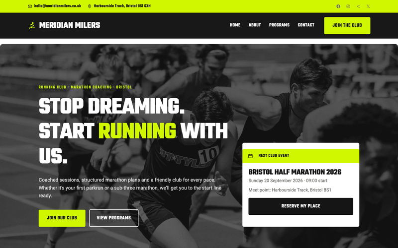 Running Club & Marathon template preview