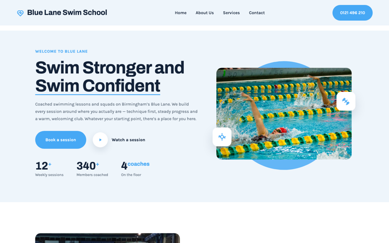 Swim School template preview