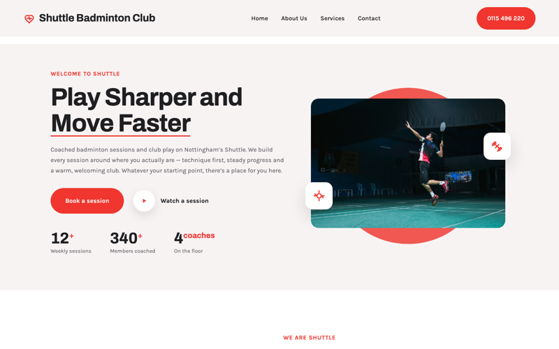 Badminton Club template preview