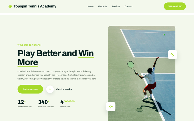 Tennis Academy template preview