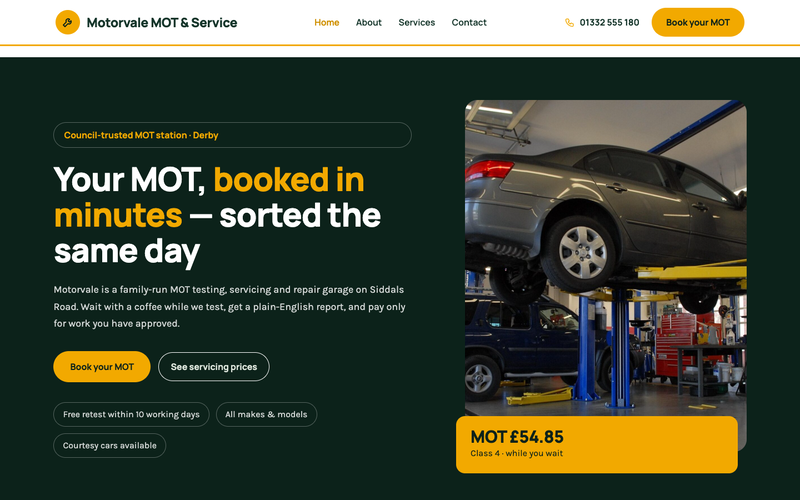 Motorvale MOT template preview