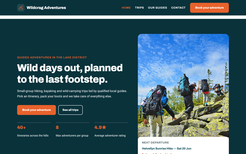 Wildcrag Adventures template preview