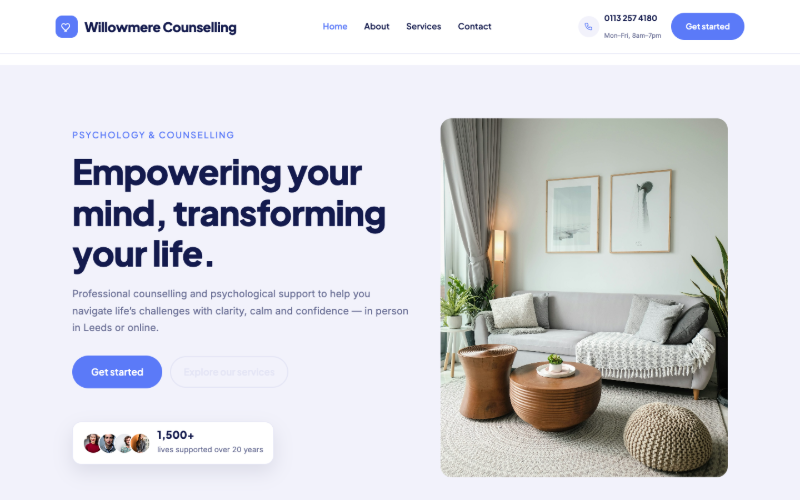 Willowmere Counselling template preview
